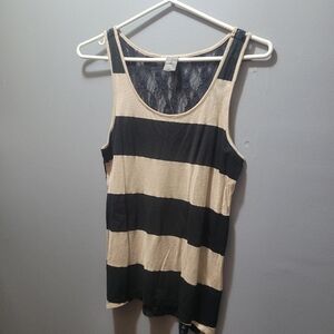 Vera Moda Black and Tan Tank Top M